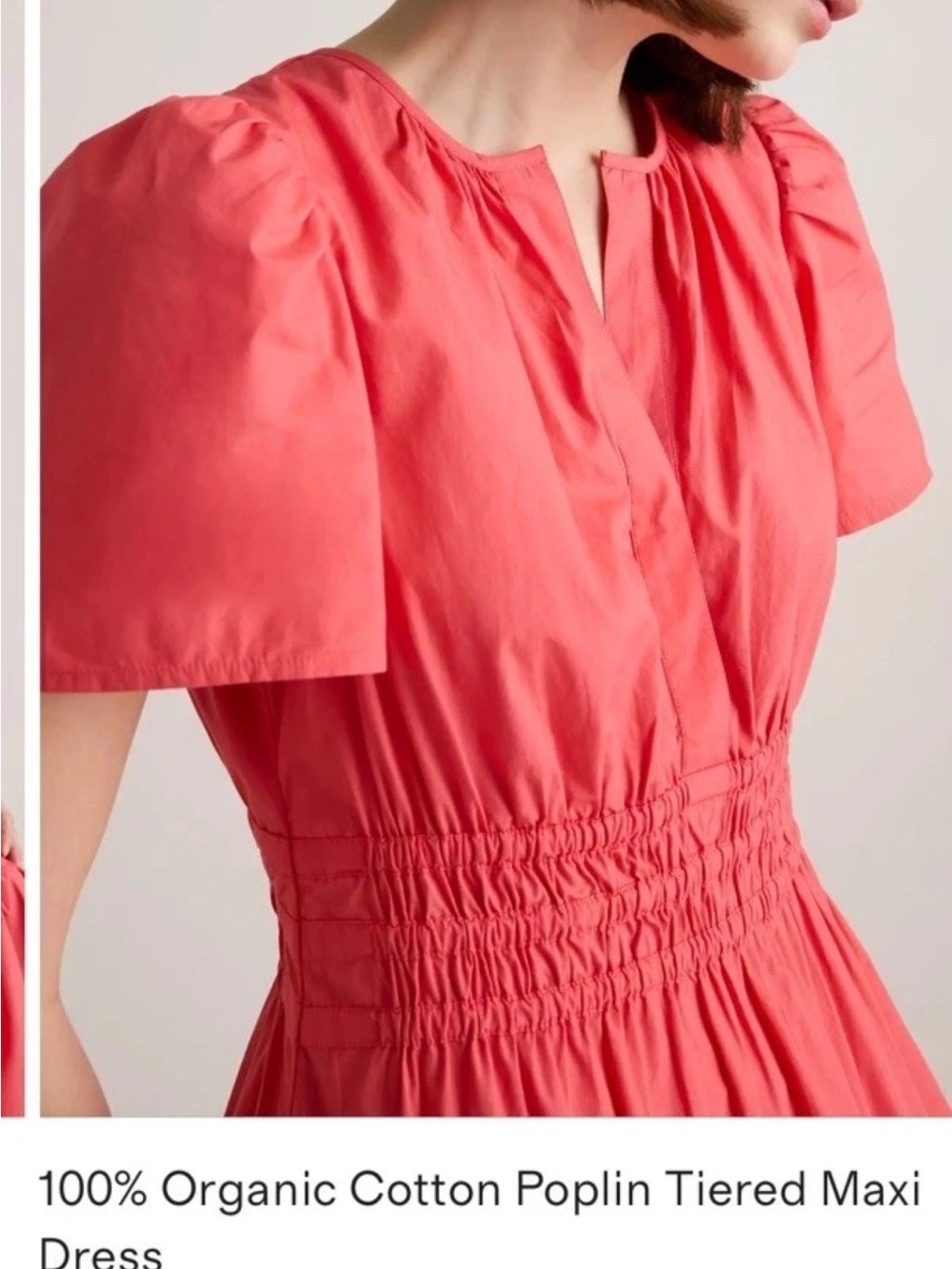 Quince Organic Cotton Poplin Tiered Maxi Dress Spiced Coral Sz Large